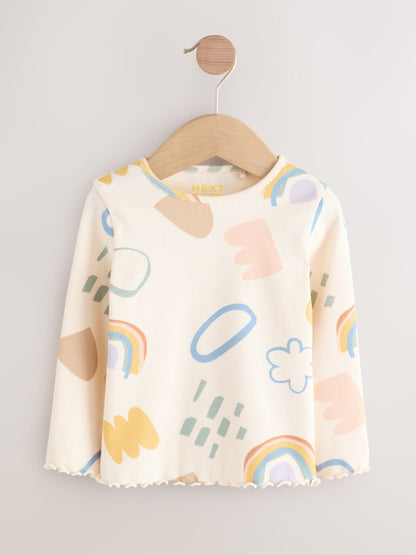 Navy/Ginger Long Sleeve Rib Tops 5 Pack (3mths-7yrs) image 7