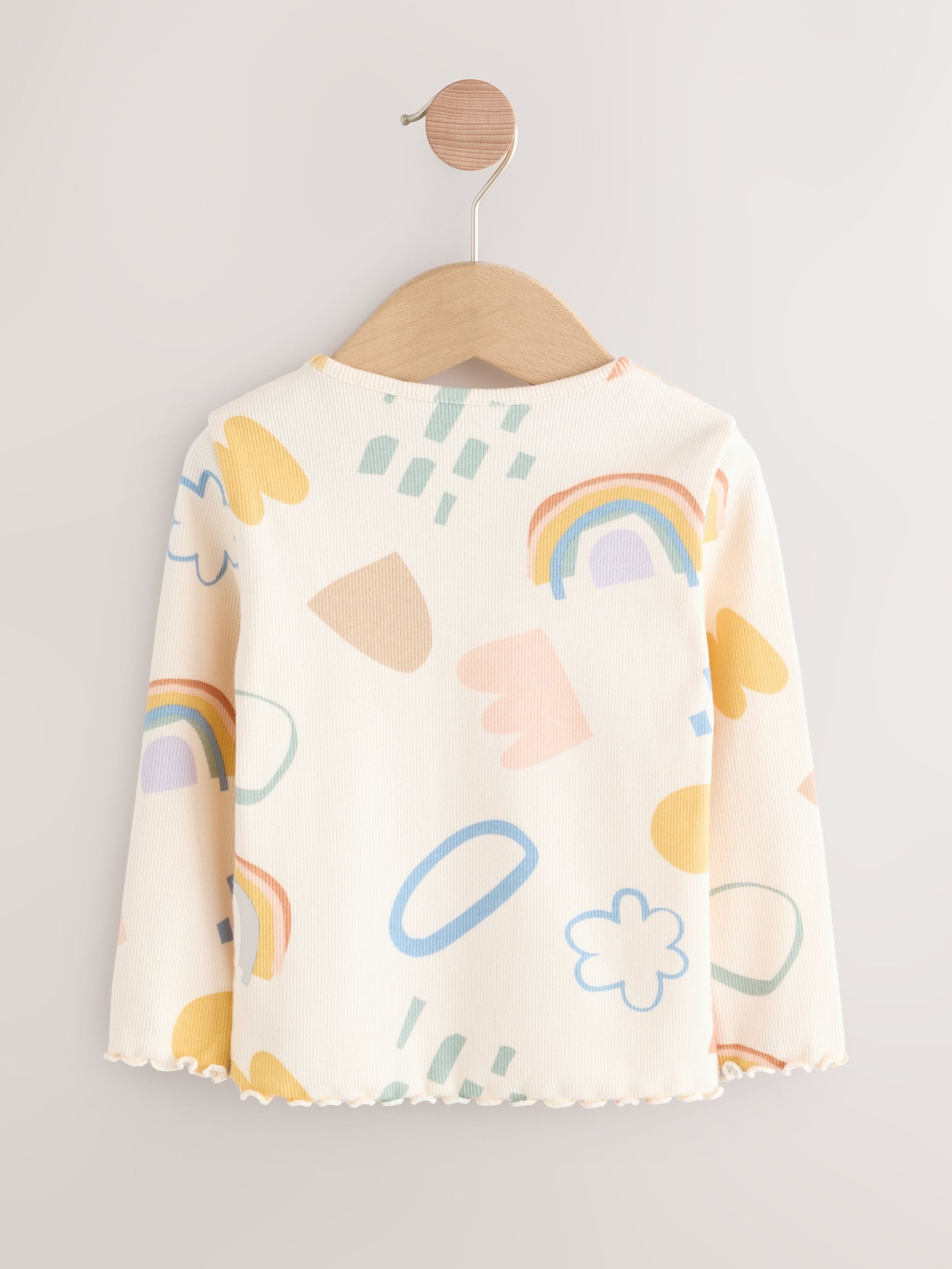 Navy/Ginger Long Sleeve Rib Tops 5 Pack (3mths-7yrs) image 8