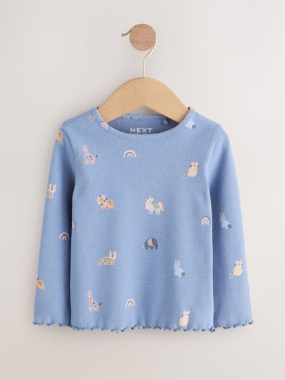 Navy/Ginger Long Sleeve Rib Tops 5 Pack (3mths-7yrs) image 9