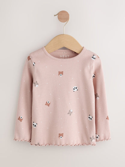 Navy/Ginger Long Sleeve Rib Tops 5 Pack (3mths-7yrs) image 10