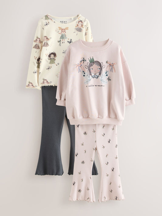 Black/White Top and Flared Leggings Set 2 Pack (3mths-7yrs) image 1