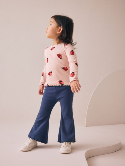 Navy/Pink Top and Flared Leggings Set 3 Pack (3mths-7yrs) image 3