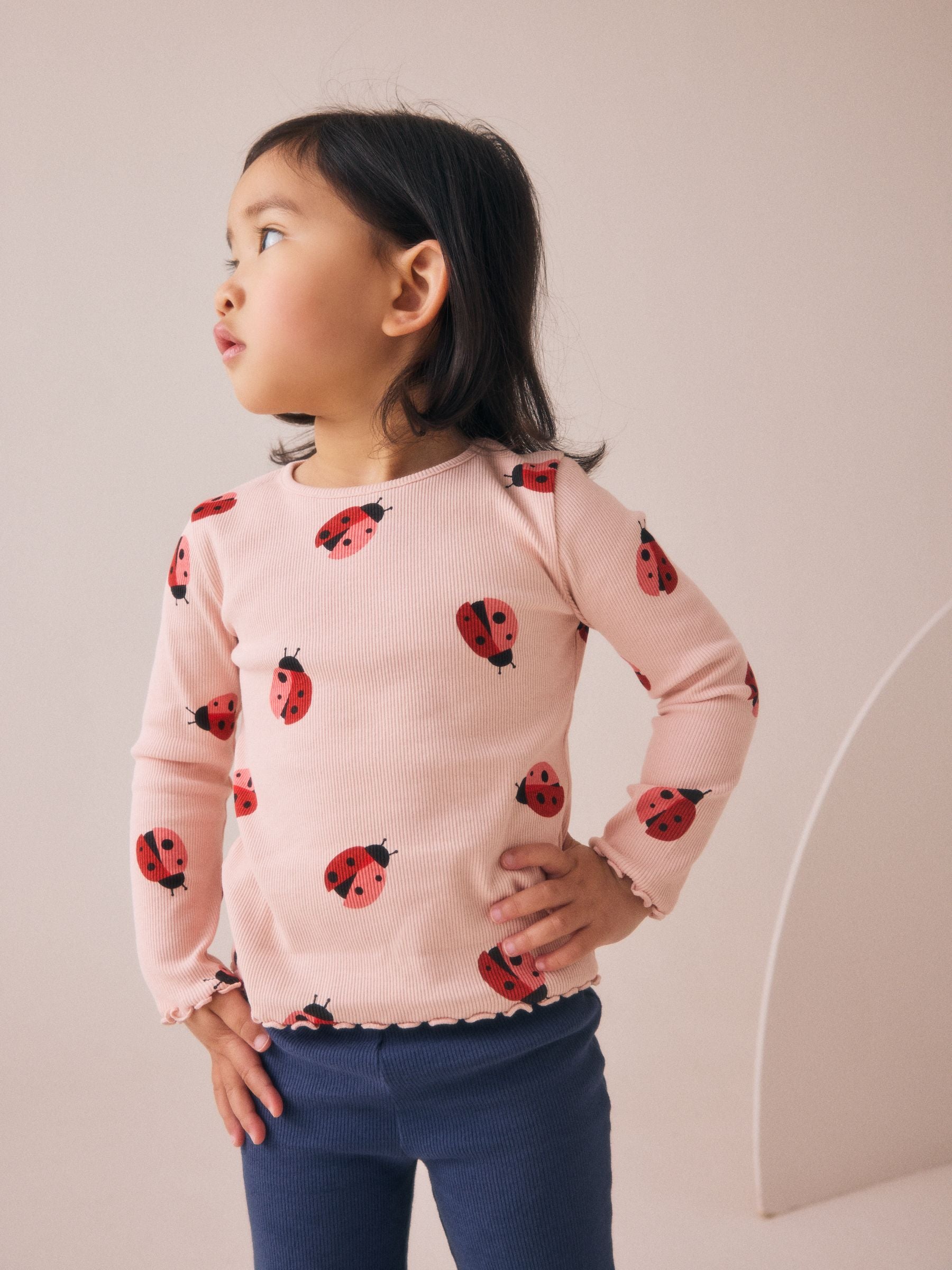 Navy/Pink Top and Flared Leggings Set 3 Pack (3mths-7yrs) image 4