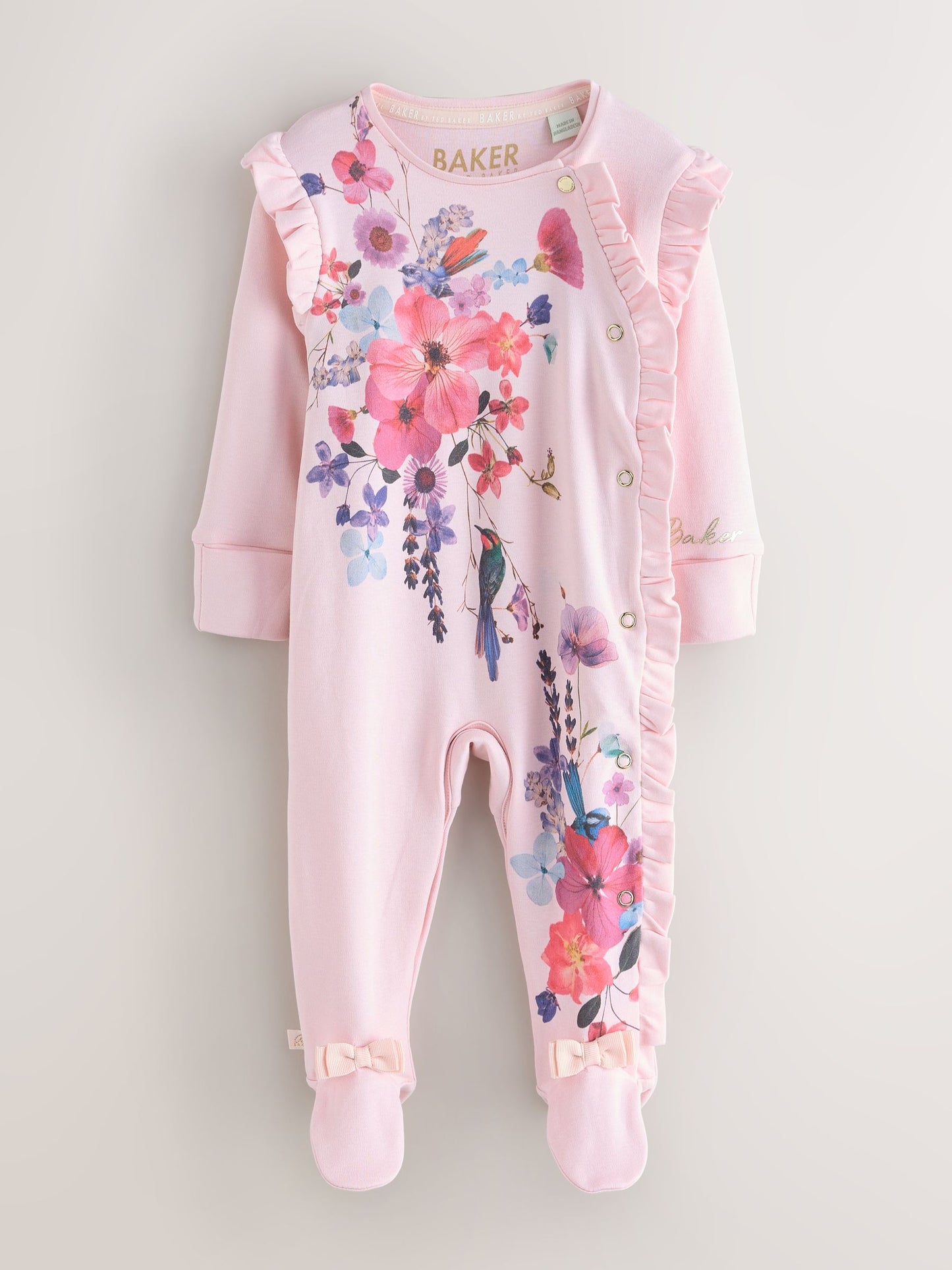 Baker by Ted Baker 2 Piece Frill Sleepsuit & Bib Set image 2