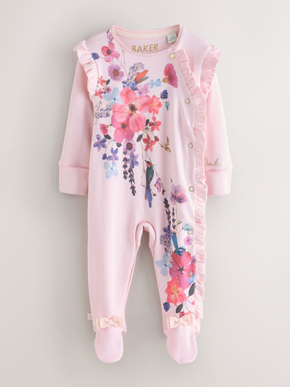 Baker by Ted Baker 2 Piece Frill Sleepsuit & Bib Set image 2