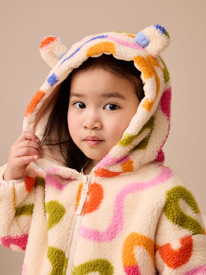 Cream Rainbow Squiggle Zip Through Fleece (3mths-7yrs)