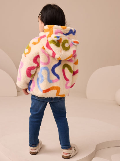 Cream Rainbow Squiggle Zip Through Fleece (3mths-7yrs)