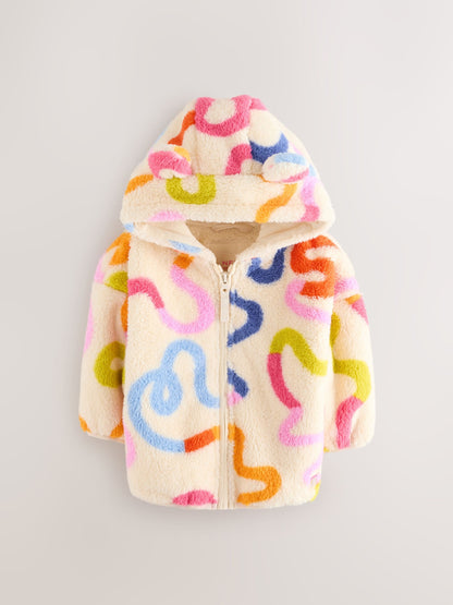 Cream Rainbow Squiggle Zip Through Fleece (3mths-7yrs)