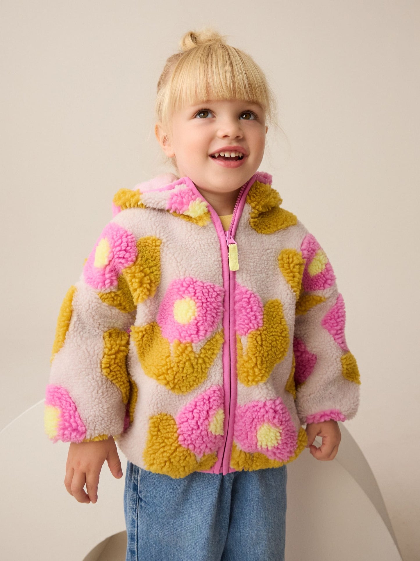 Lilac Flower Print Zip Through Fleece (3mths-7yrs)