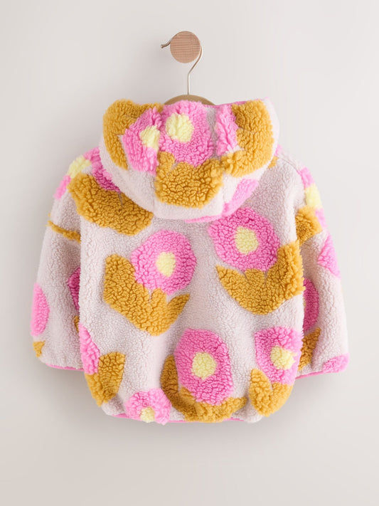 Lilac Flower Print Zip Through Fleece (3mths-7yrs)