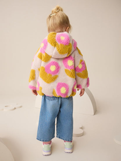 Lilac Flower Print Zip Through Fleece (3mths-7yrs)
