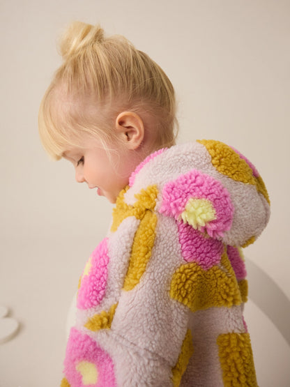 Lilac Flower Print Zip Through Fleece (3mths-7yrs)