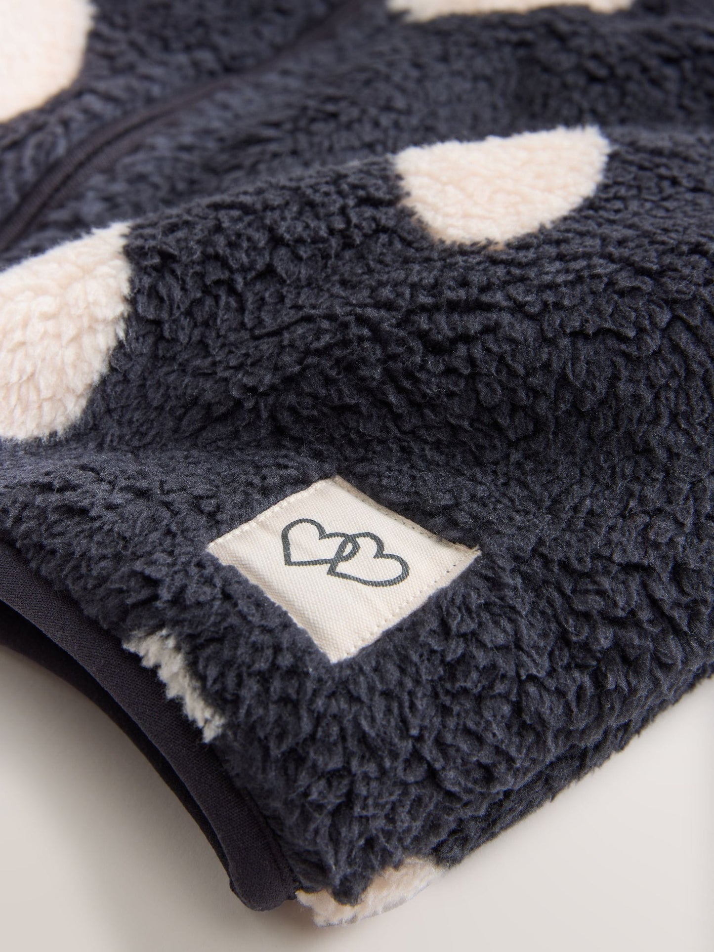 Black Heart Print Zip Through Fleece (3mths-7yrs)