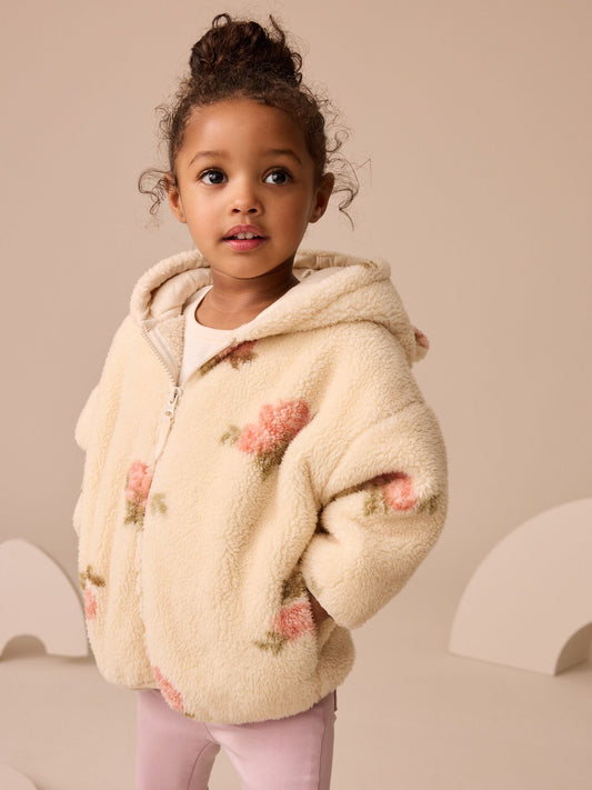 Cream Floral Print Zip Through Fleece (3mths-7yrs)
