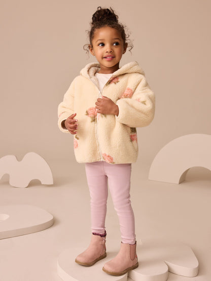 Cream Floral Print Zip Through Fleece (3mths-7yrs)