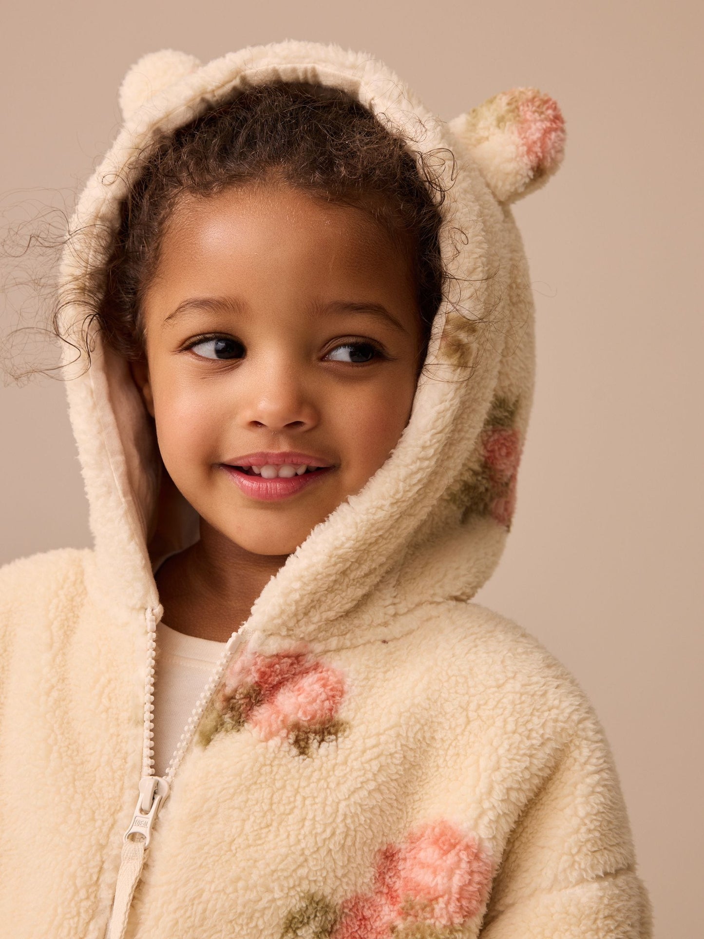 Cream Floral Print Zip Through Fleece (3mths-7yrs)