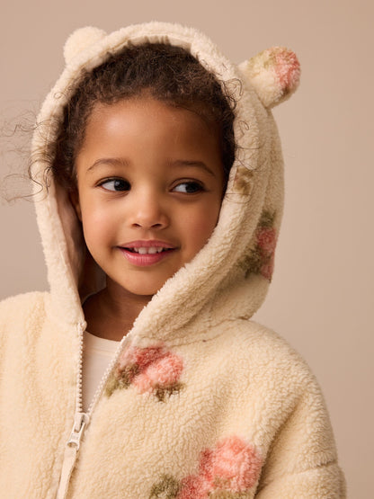 Cream Floral Print Zip Through Fleece (3mths-7yrs)