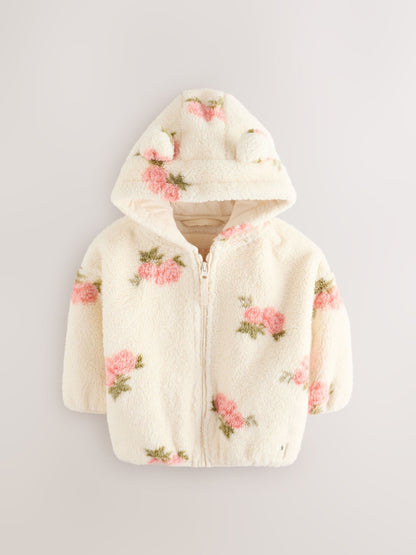 Cream Floral Print Zip Through Fleece (3mths-7yrs)