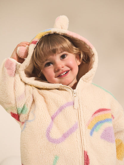 Cream Doodle Print Zip Through Fleece (3mths-7yrs)