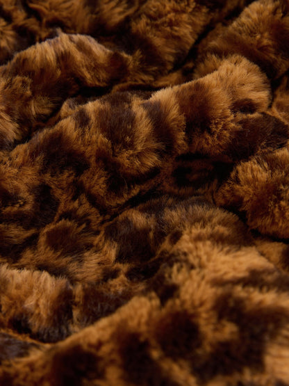 Brown Leopard Animal Print Faux Fur Zip Through Jacket (3mths-7yrs)