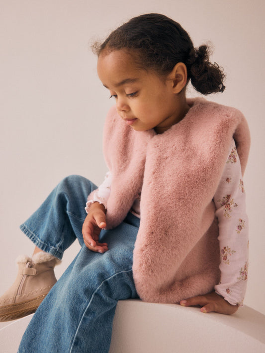 Dsiney Kidz - Pink Faux Fur Gilet (3mths-7yrs) image 2