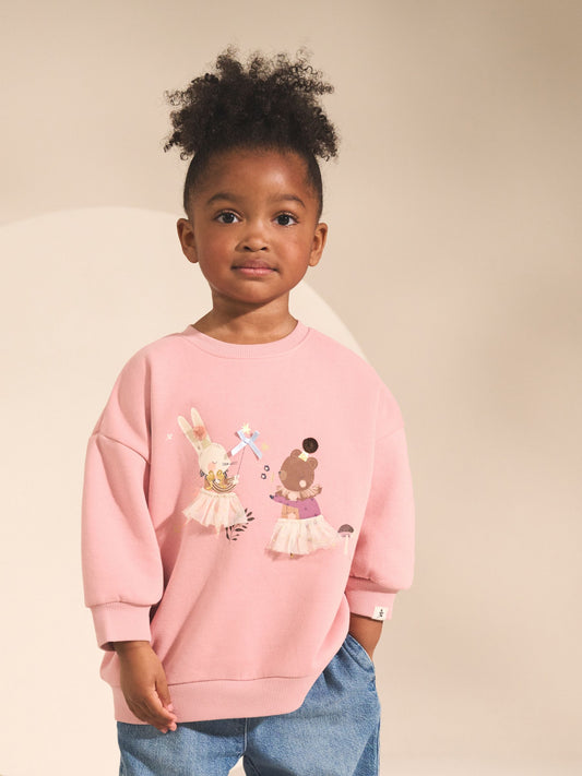 Dsiney Kidz - Pink Fairy Characters Crew Neck Sweatshirt (3mths-7yrs) image 1