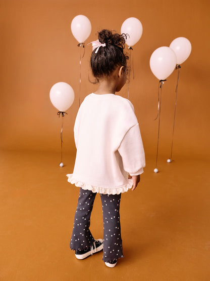 Cream Halloween Witch Frill Hem Sweatshirt & Flare Leggings Set (3mths-7yrs) image 3