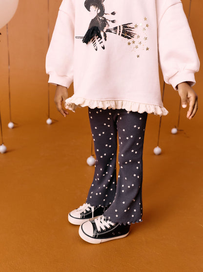 Cream Halloween Witch Frill Hem Sweatshirt & Flare Leggings Set (3mths-7yrs) image 4