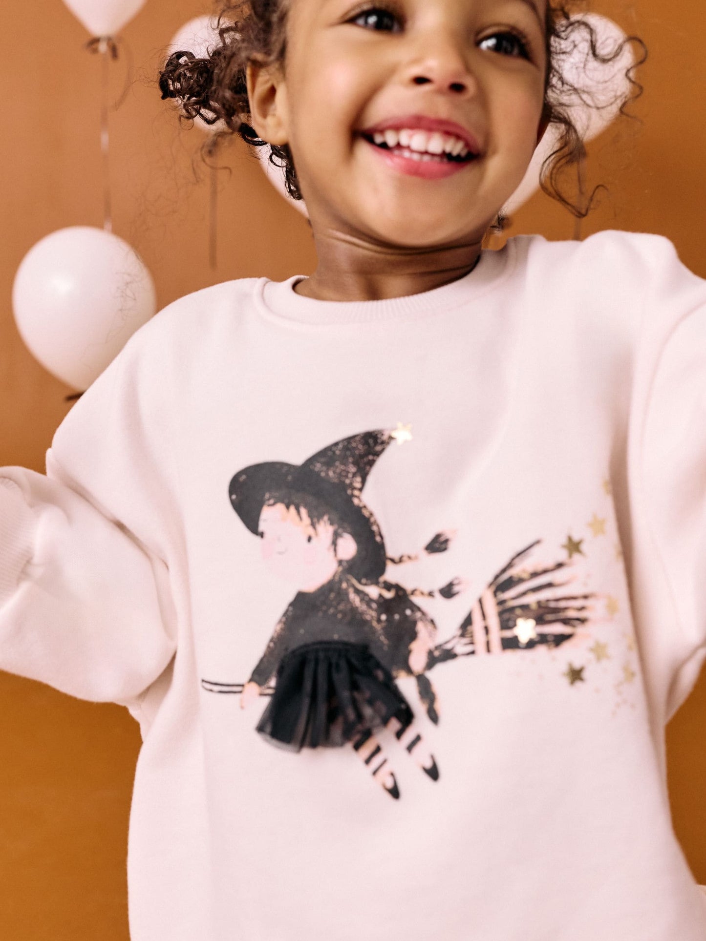 Cream Halloween Witch Frill Hem Sweatshirt & Flare Leggings Set (3mths-7yrs) image 5