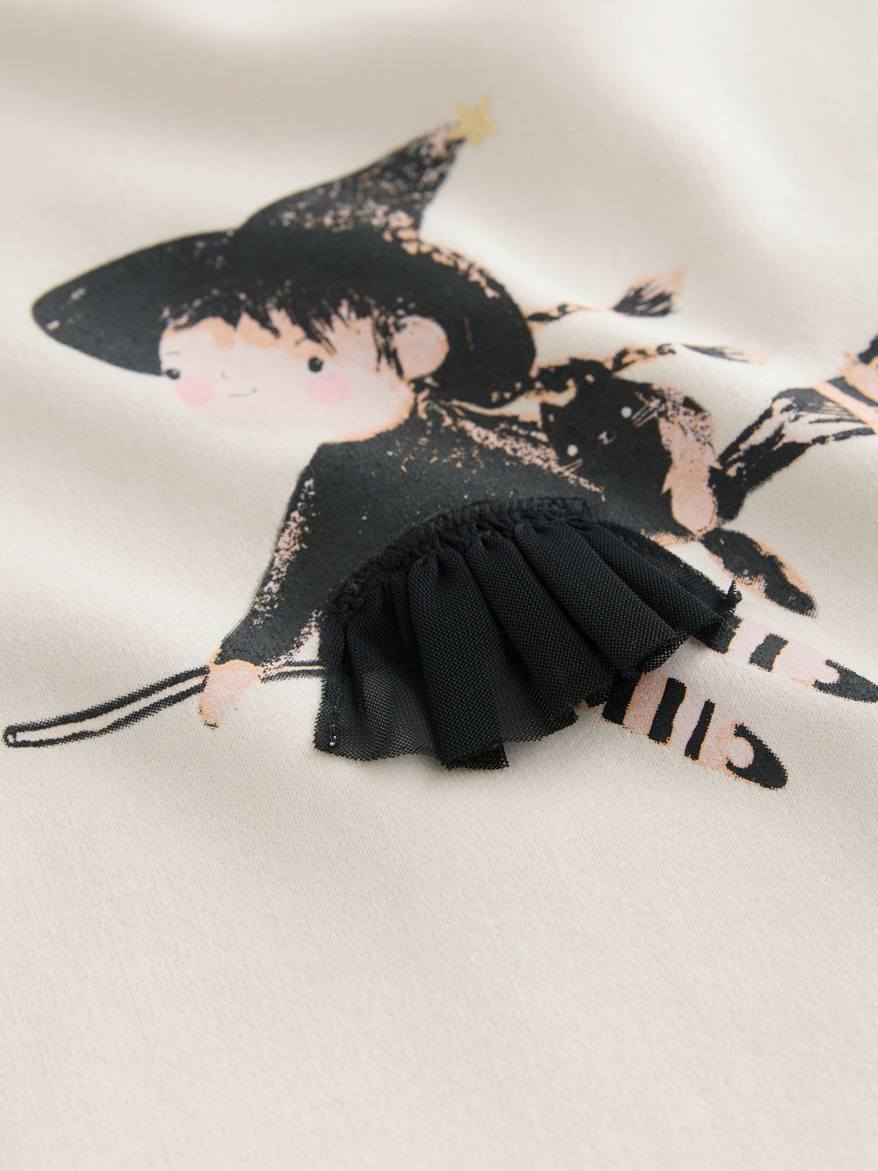 Cream Halloween Witch Frill Hem Sweatshirt & Flare Leggings Set (3mths-7yrs) image 9