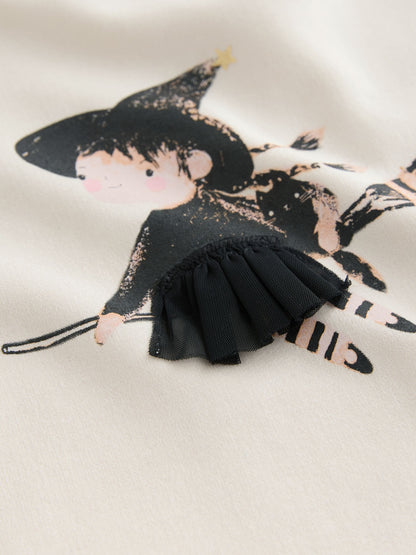 Cream Halloween Witch Frill Hem Sweatshirt & Flare Leggings Set (3mths-7yrs) image 9