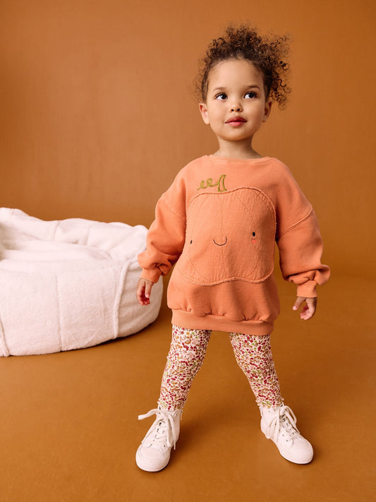 Orange Halloween Pumpkin Sweatshirt & Leggings Set (3mths-7yrs) image 1