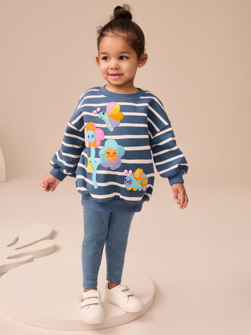 Navy Stripe Characters Sweatshirt and Leggings Set (3mths-7yrs) image 1