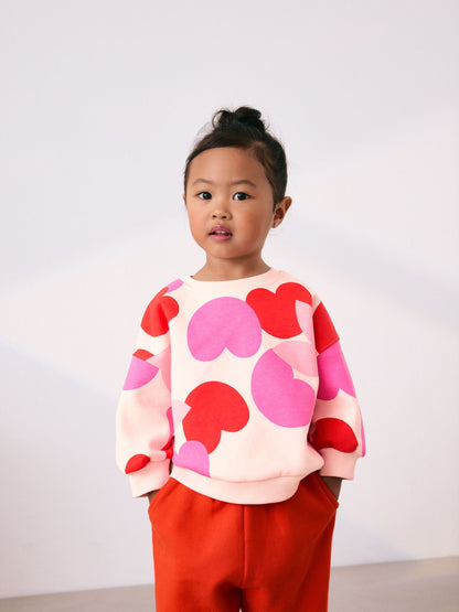 Pink/Red Heart Sweatshirt and Barrel Leg Joggers Set (3mths-7yrs)