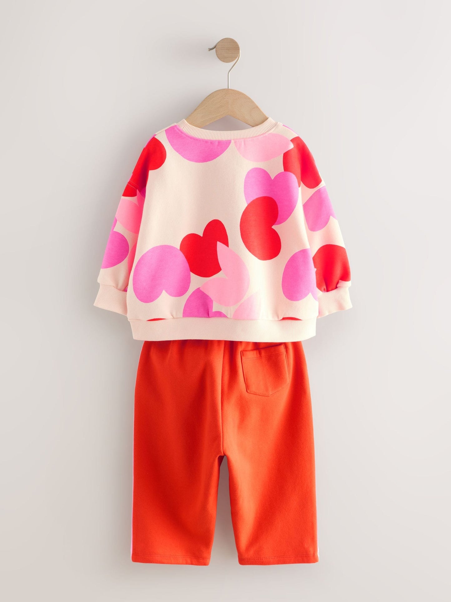 Pink/Red Heart Sweatshirt and Barrel Leg Joggers Set (3mths-7yrs)