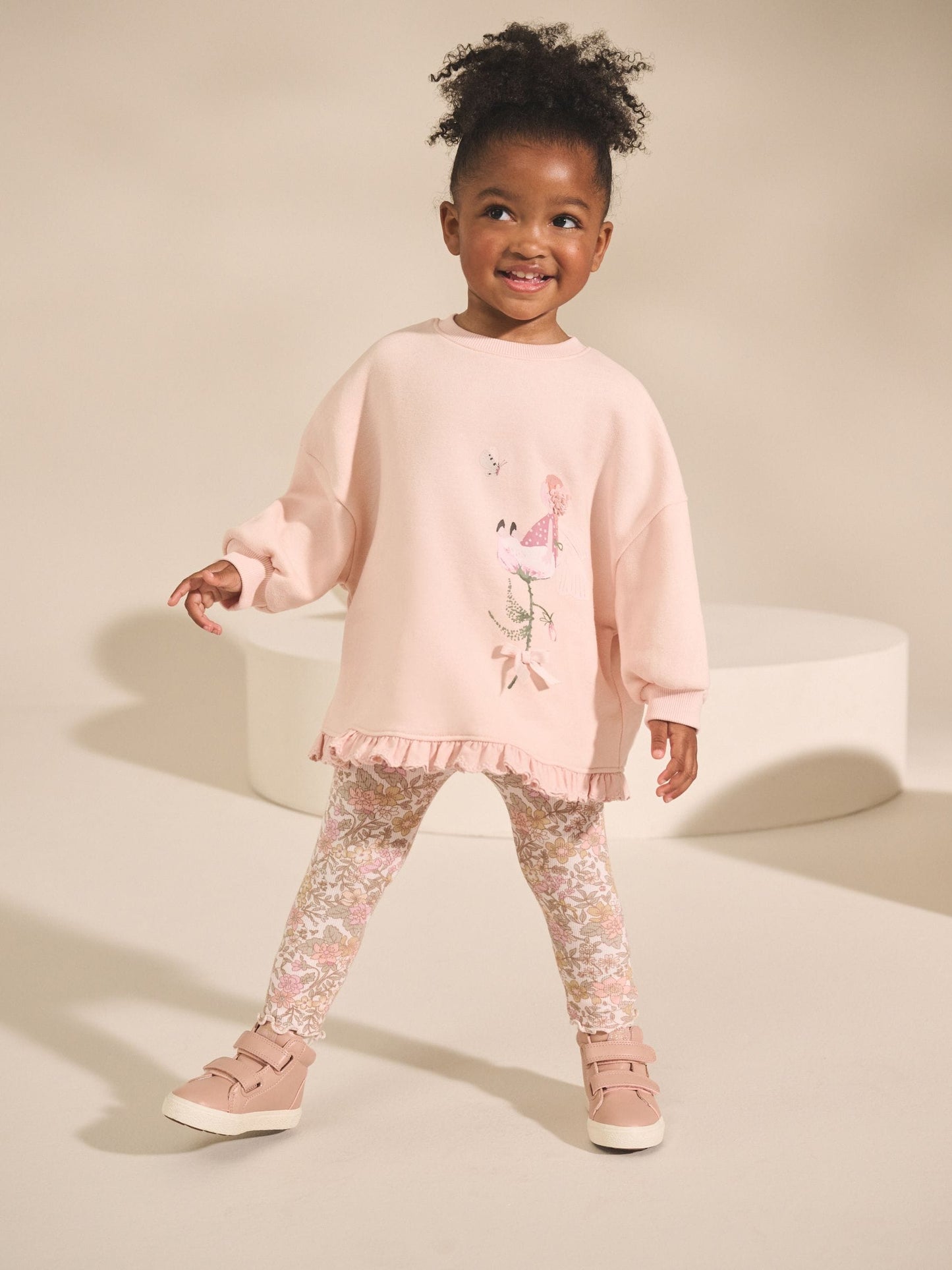 Pink Floral Fairy Frill Hem Sweatshirt & Leggings Set (3mths-7yrs) image 1