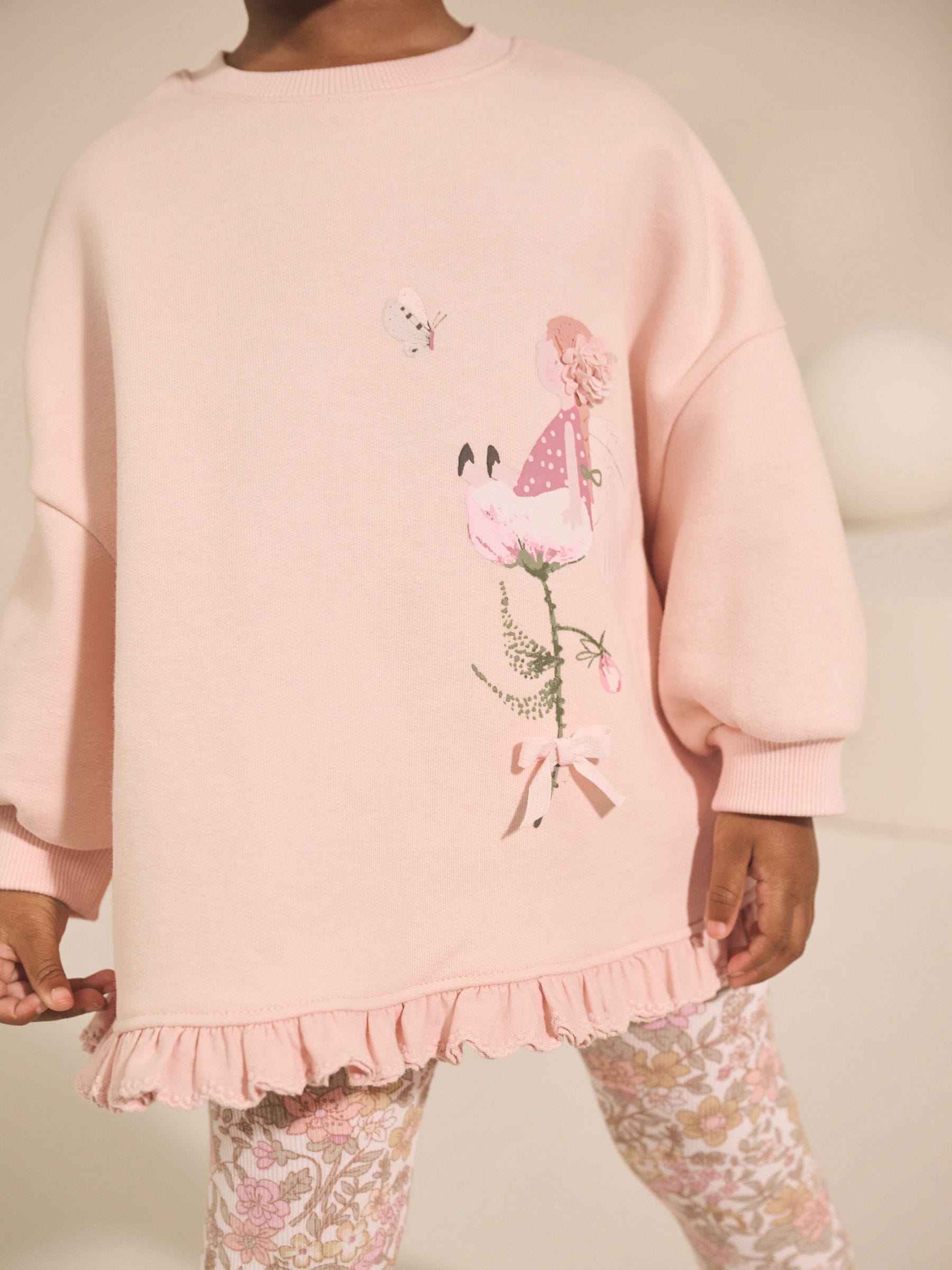 Pink Floral Fairy Frill Hem Sweatshirt & Leggings Set (3mths-7yrs) image 4