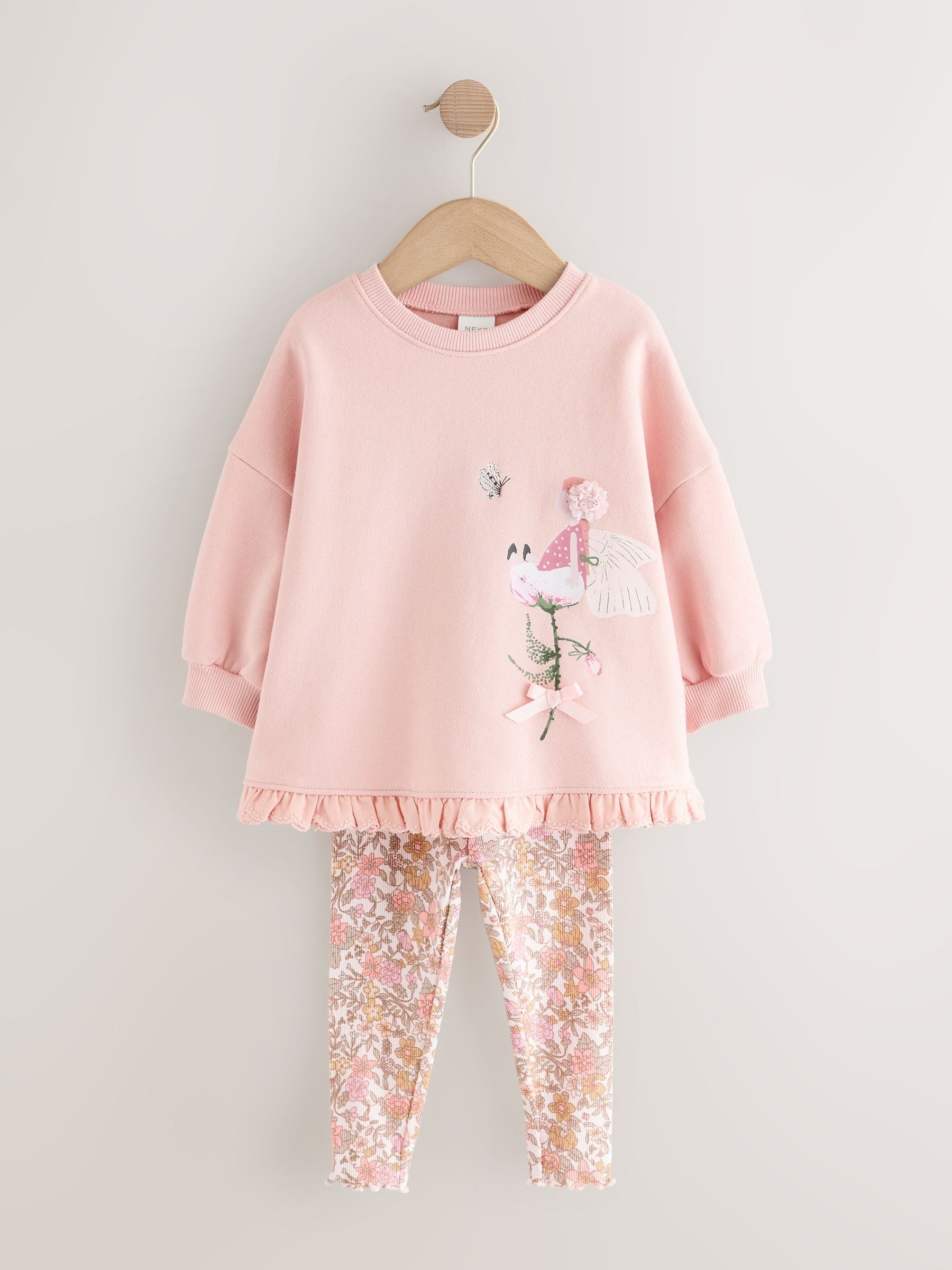 Pink Floral Fairy Frill Hem Sweatshirt & Leggings Set (3mths-7yrs) image 5