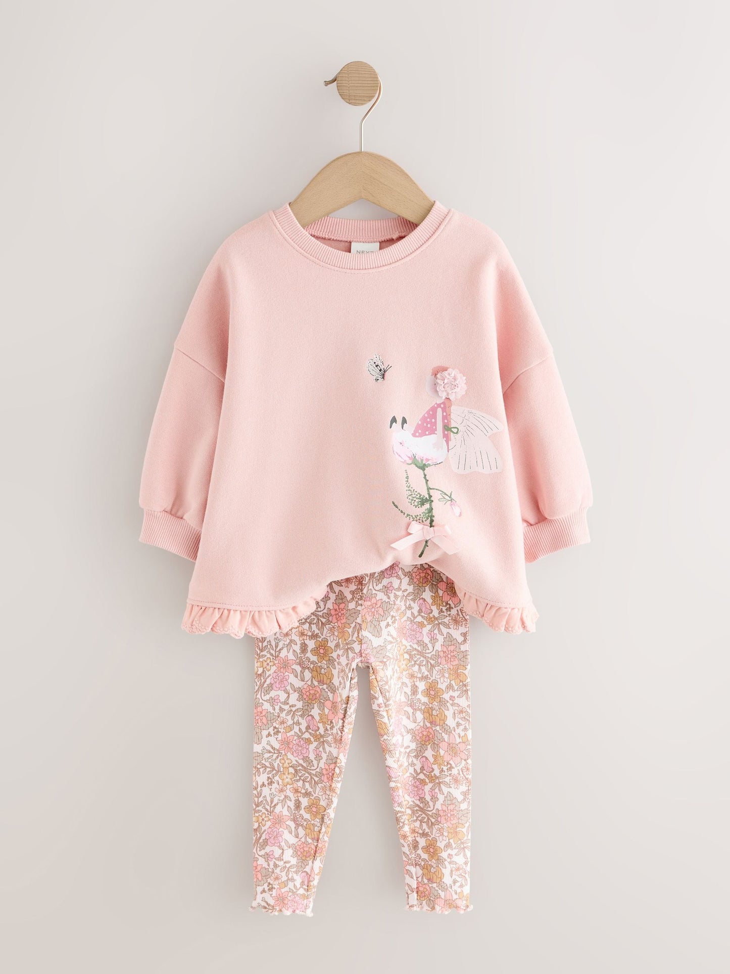 Pink Floral Fairy Frill Hem Sweatshirt & Leggings Set (3mths-7yrs) image 6