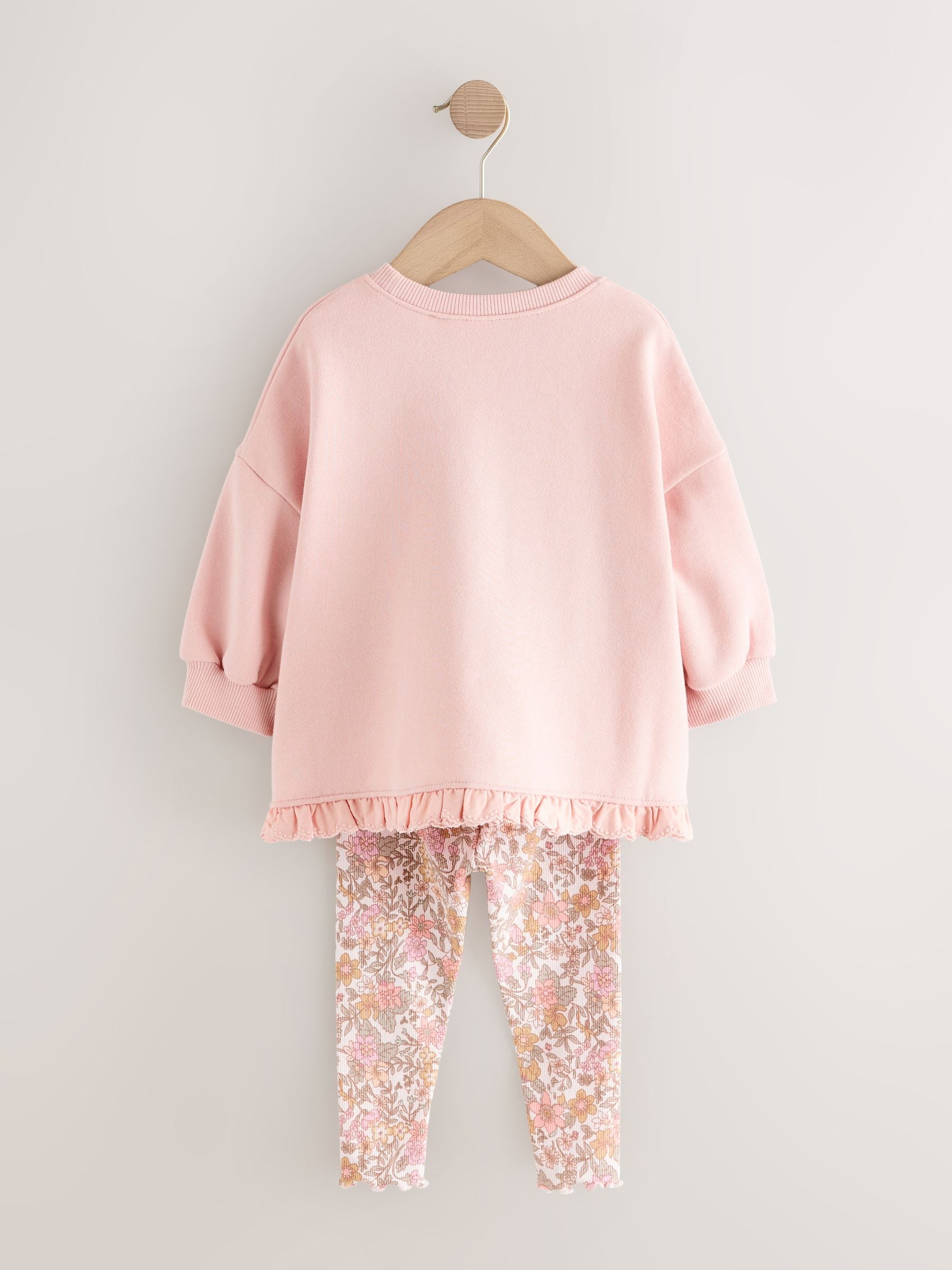 Pink Floral Fairy Frill Hem Sweatshirt & Leggings Set (3mths-7yrs) image 7