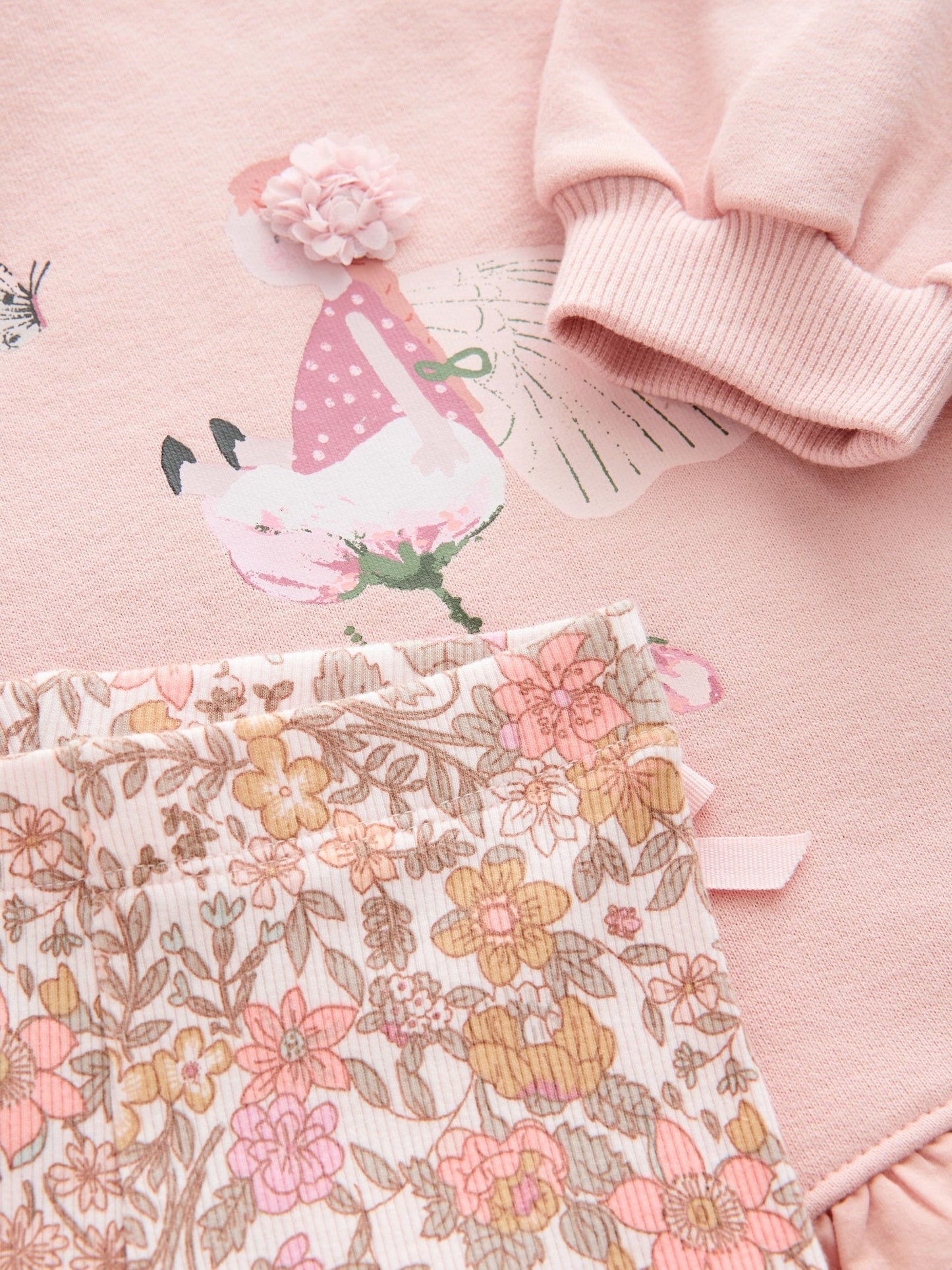 Pink Floral Fairy Frill Hem Sweatshirt & Leggings Set (3mths-7yrs) image 9