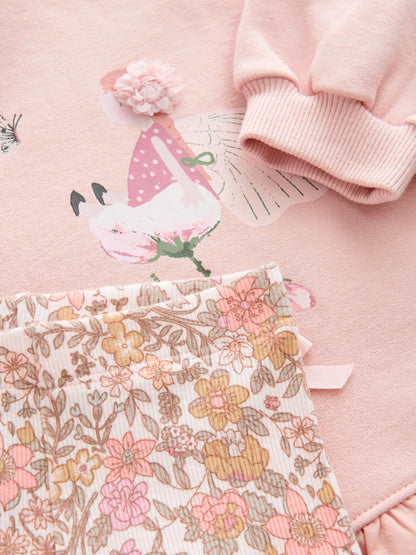 Pink Floral Fairy Frill Hem Sweatshirt & Leggings Set (3mths-7yrs) image 9