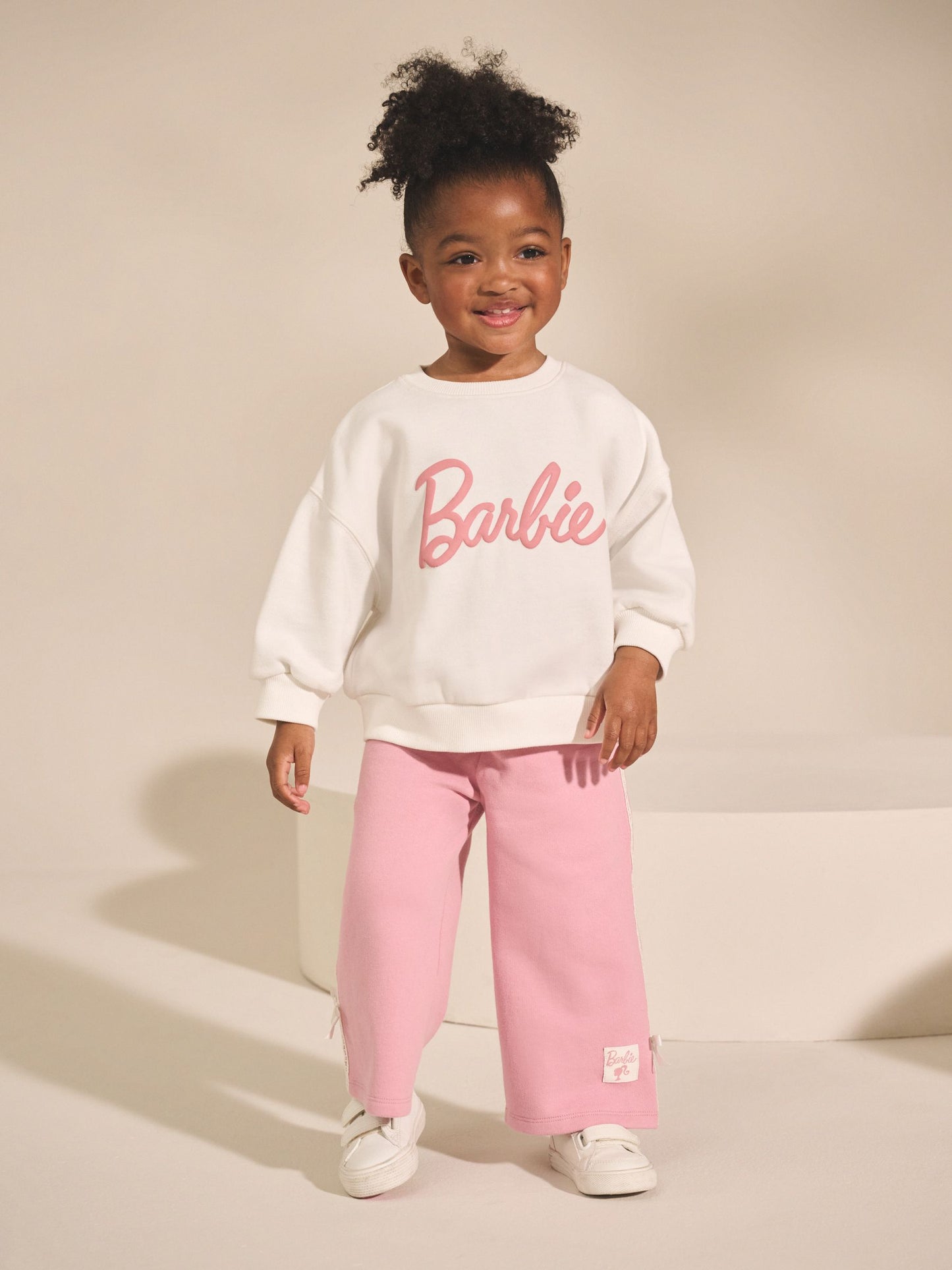 Cream/Pink Barbie Sweatshirt & Wide Leg Joggers Set (3mths-7yrs) image 1