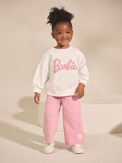 Cream/Pink Barbie Sweatshirt & Wide Leg Joggers Set (3mths-7yrs) image 1
