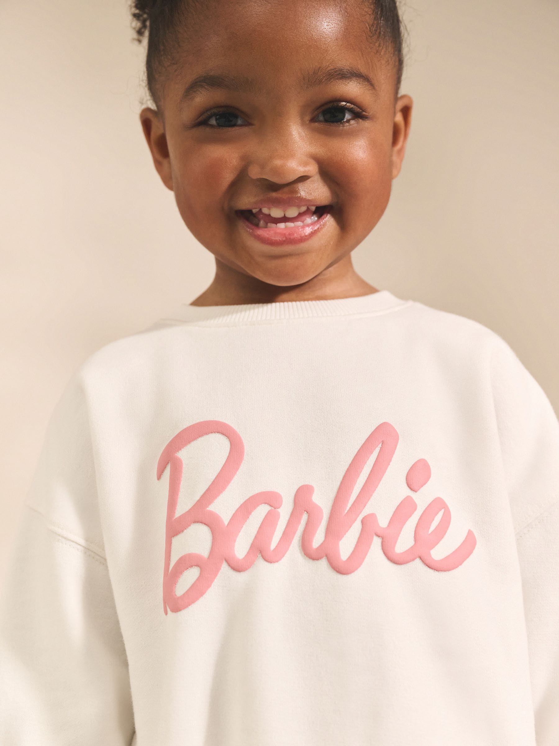 Cream/Pink Barbie Sweatshirt & Wide Leg Joggers Set (3mths-7yrs) image 3