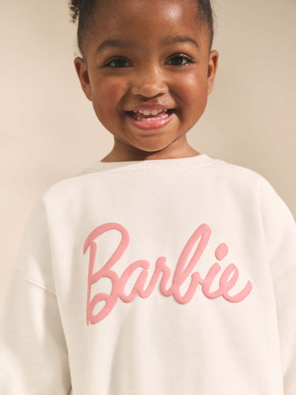 Cream/Pink Barbie Sweatshirt & Wide Leg Joggers Set (3mths-7yrs) image 3