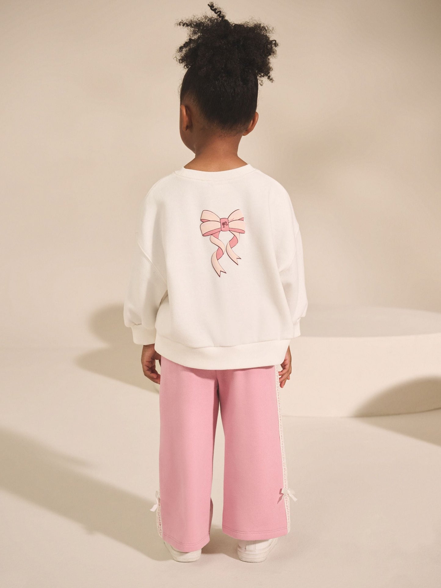 Cream/Pink Barbie Sweatshirt & Wide Leg Joggers Set (3mths-7yrs) image 4