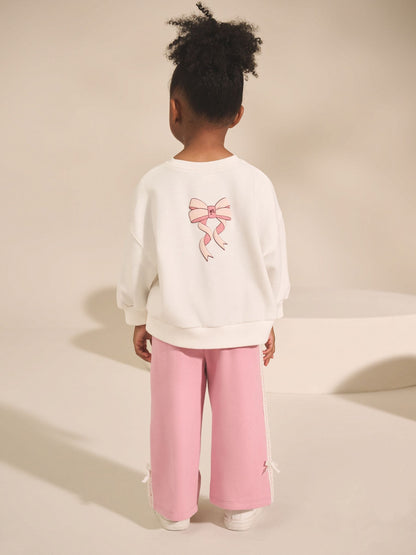 Cream/Pink Barbie Sweatshirt & Wide Leg Joggers Set (3mths-7yrs) image 4