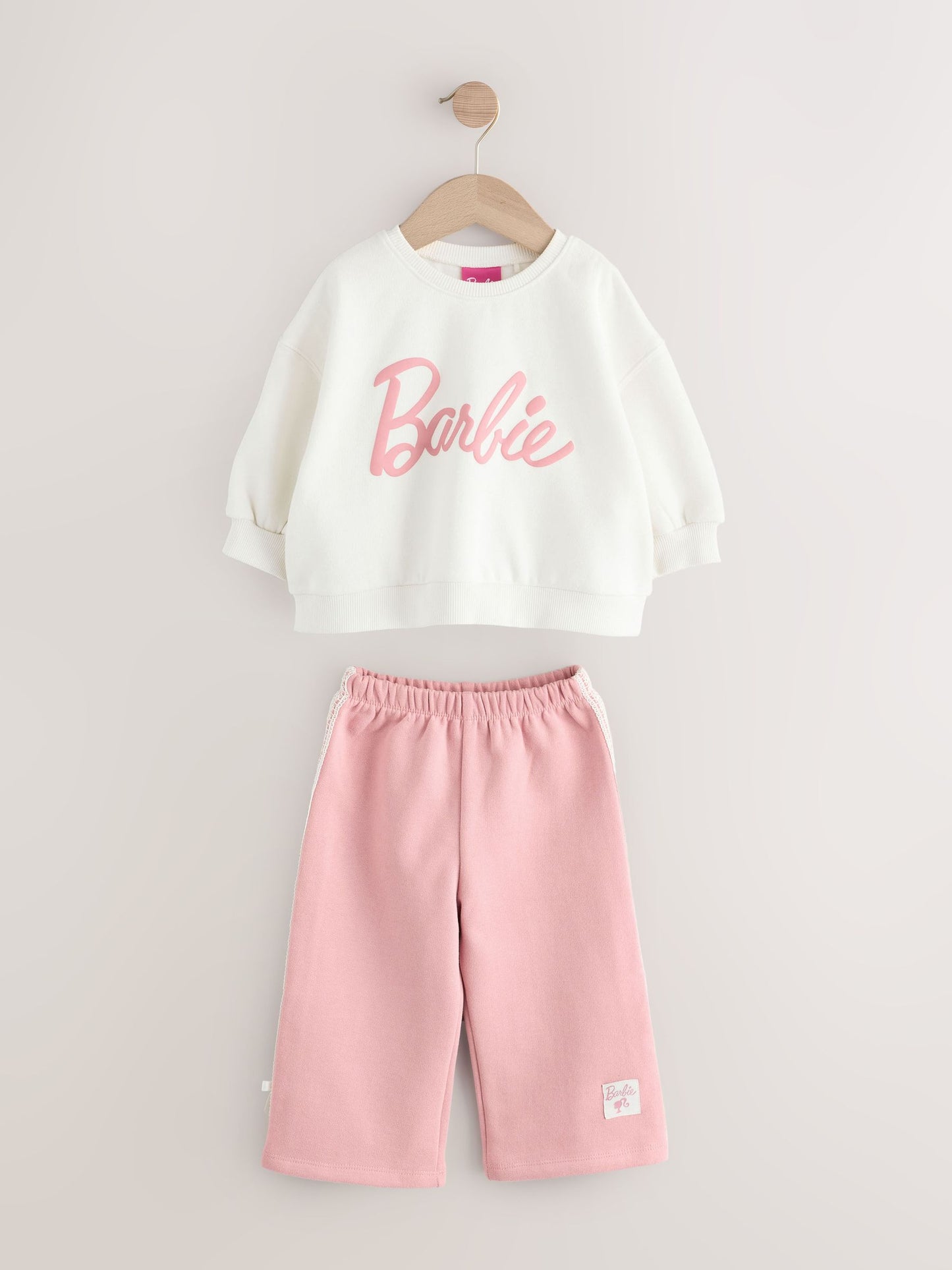 Cream/Pink Barbie Sweatshirt & Wide Leg Joggers Set (3mths-7yrs) image 6