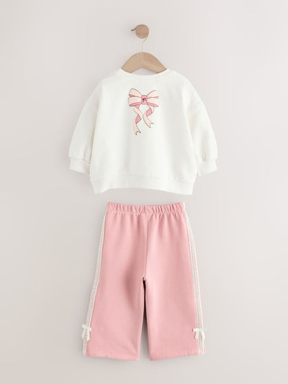 Cream/Pink Barbie Sweatshirt & Wide Leg Joggers Set (3mths-7yrs) image 7